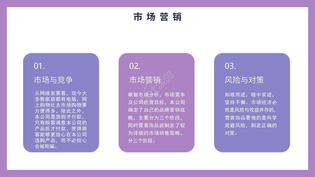 紫色简约大学生创业项目计划书展示ppt模板