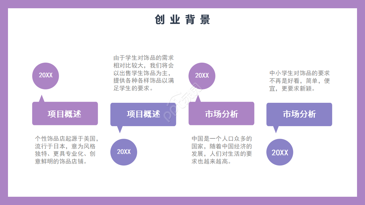 紫色简约大学生创业项目计划书展示ppt模板
