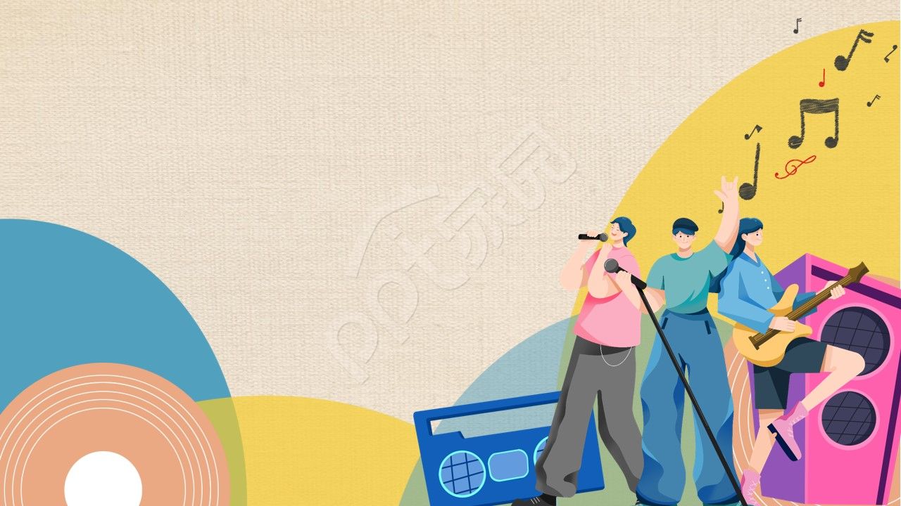 卡通手绘音乐培训ppt背景图片