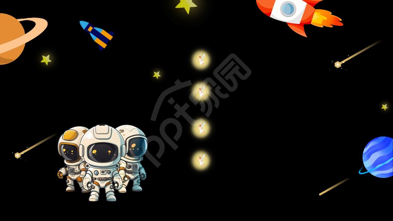 卡通手绘航天太空人ppt背景图片