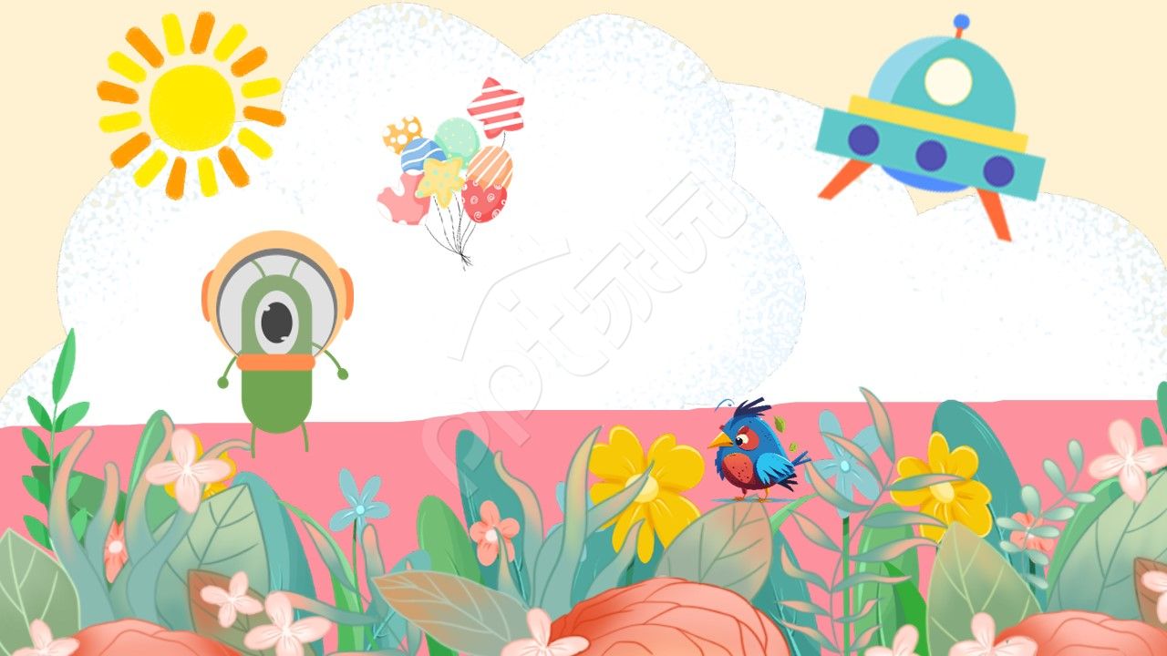 卡通手绘忆童年主题班会ppt背景图片