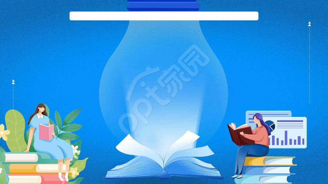 卡通手绘蓝色边框ppt背景图片