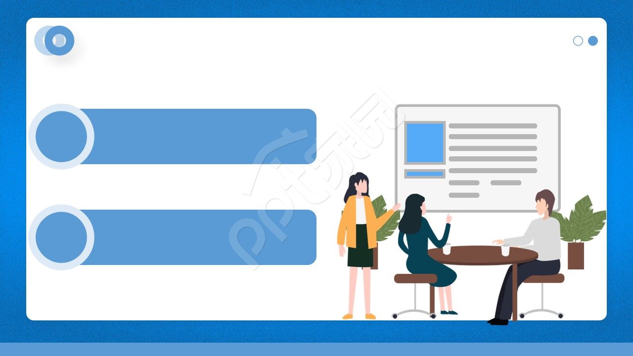 卡通手绘蓝色边框ppt背景图片