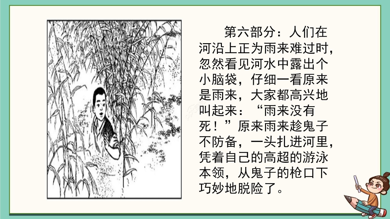卡通清新语文小英雄雨来教学PPT课件