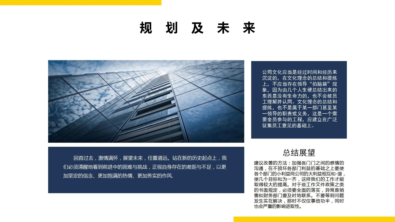 黄蓝拼色商务企业介绍产品宣传项目计划PPT模板