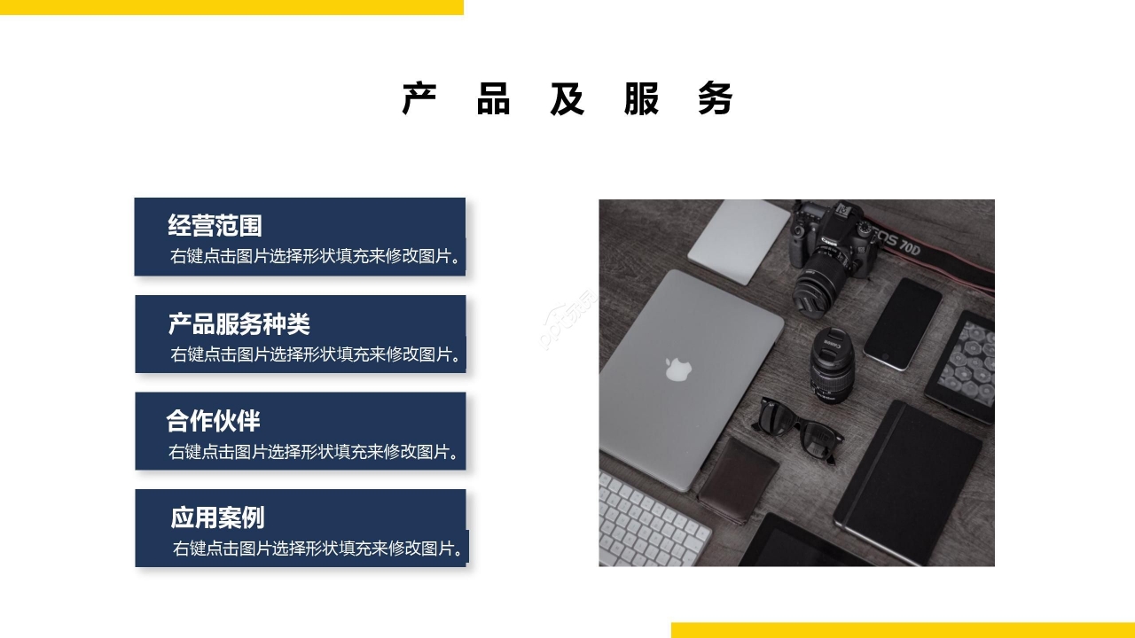 黄蓝拼色商务企业介绍产品宣传项目计划PPT模板
