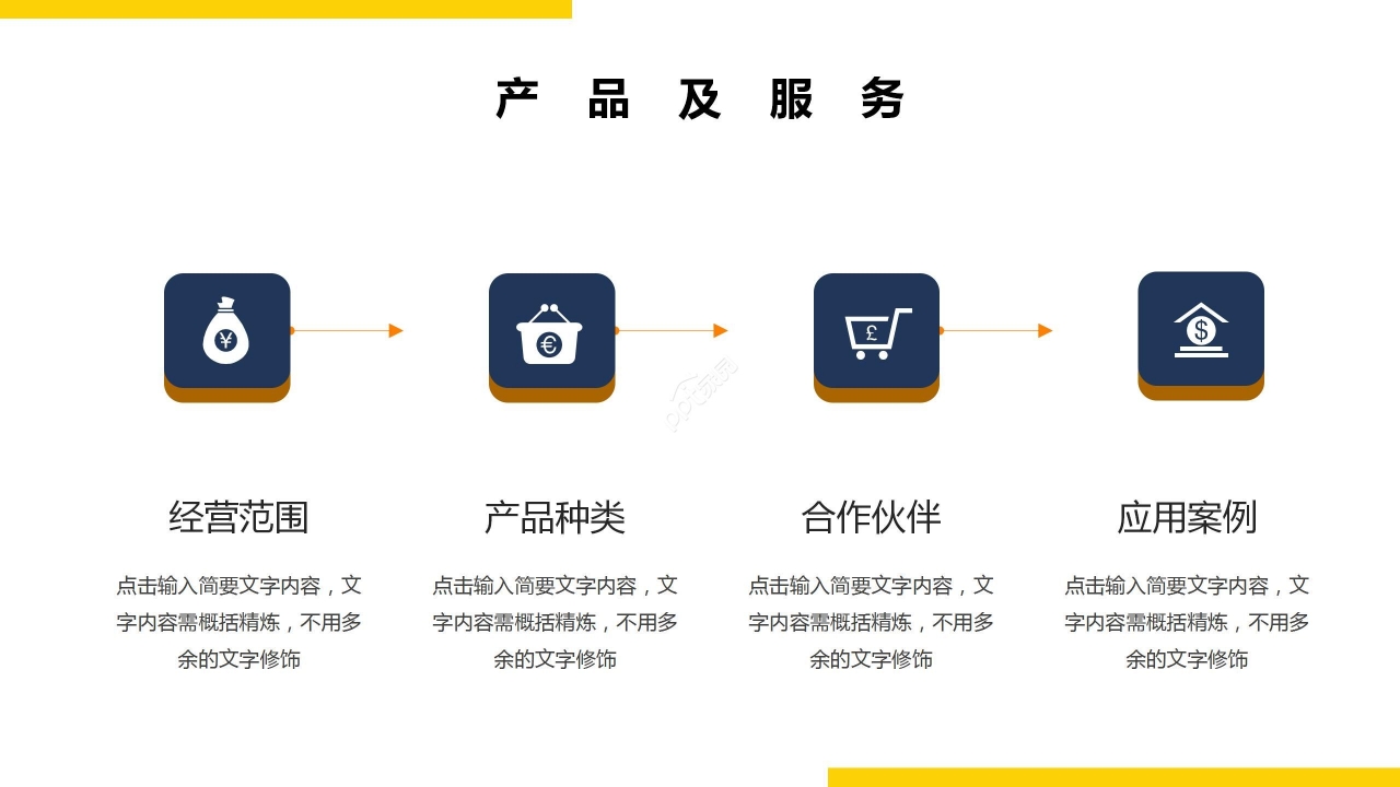 黄蓝拼色商务企业介绍产品宣传项目计划PPT模板