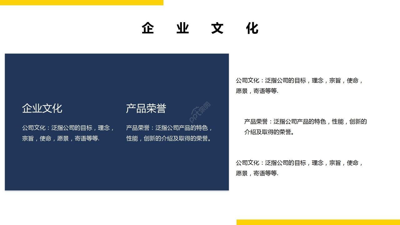 黄蓝拼色商务企业介绍产品宣传项目计划PPT模板