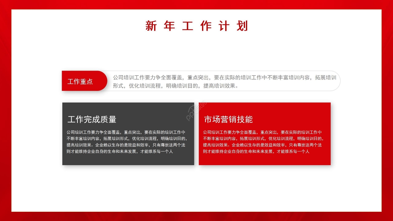 红色国风党政工作总结项目报告销售培训PPT模板