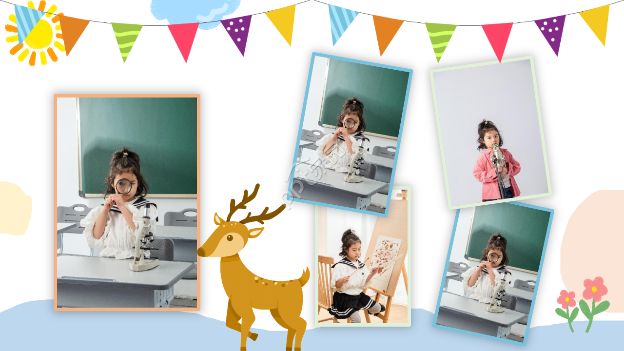 卡通手绘宝宝电子相册成长纪念ppt模板