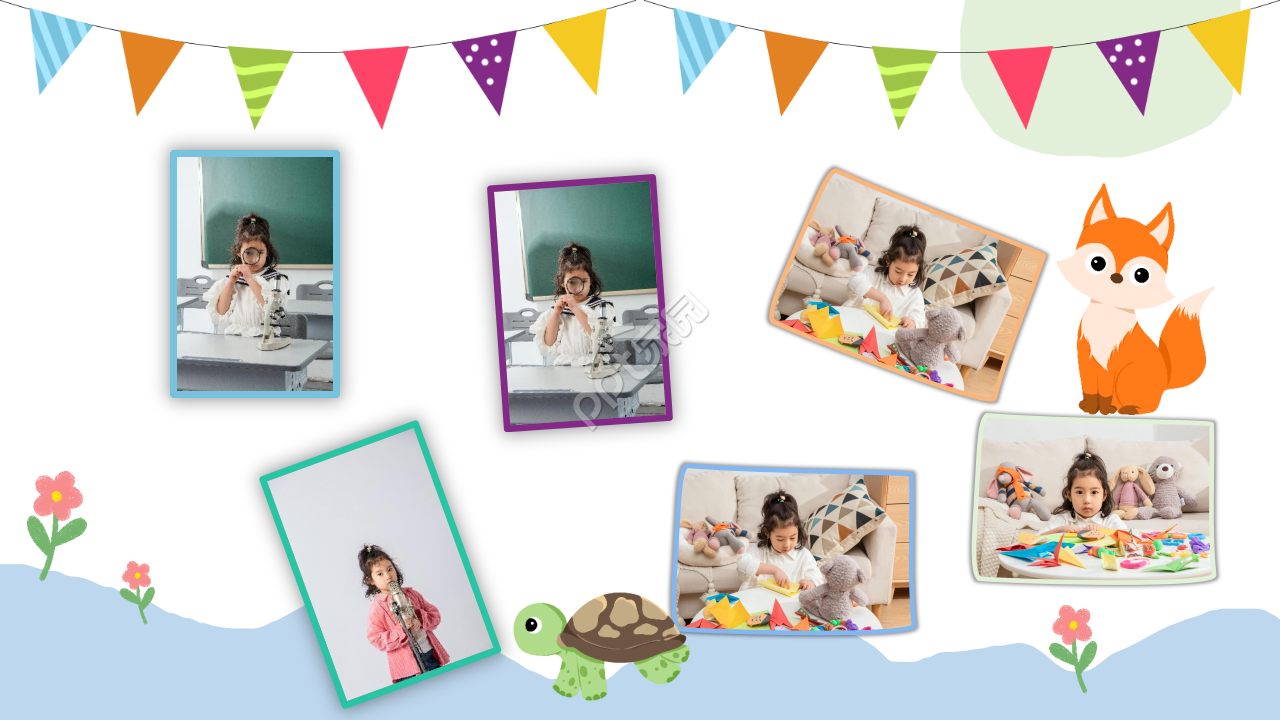卡通手绘宝宝电子相册成长纪念ppt模板