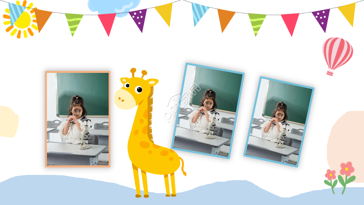卡通手绘宝宝电子相册成长纪念ppt模板