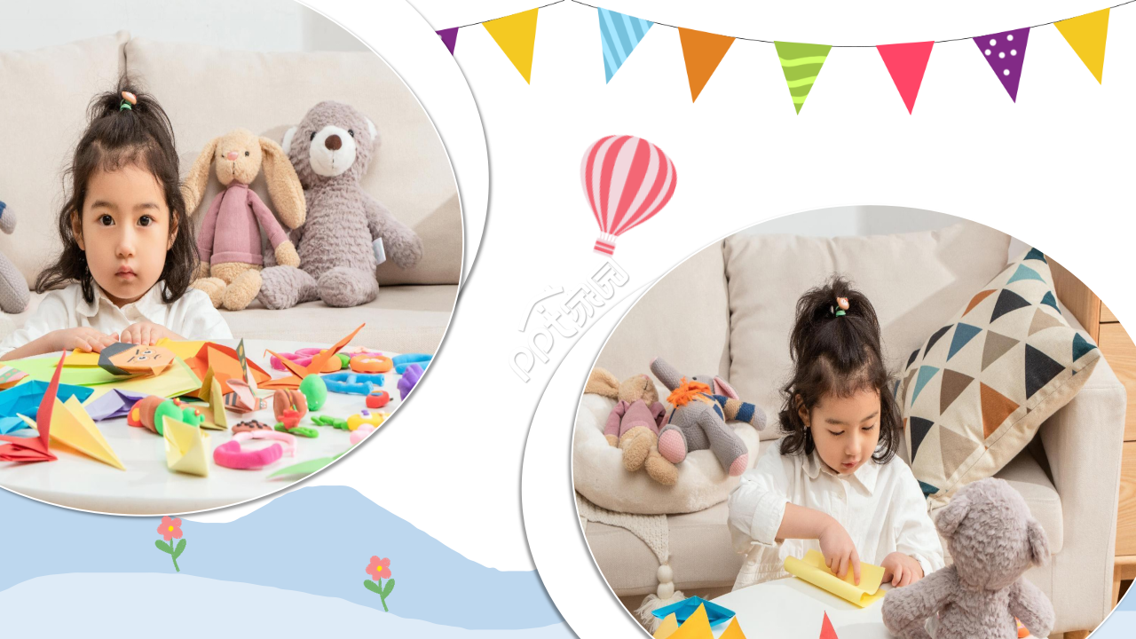 卡通手绘宝宝电子相册成长纪念ppt模板