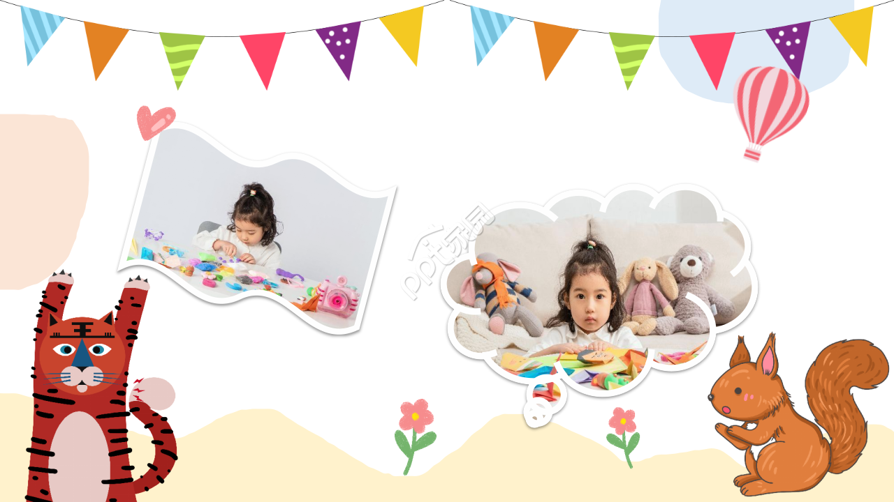 卡通手绘宝宝电子相册成长纪念ppt模板