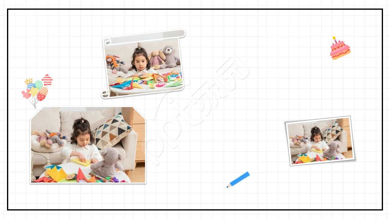 卡通简约宝宝成长相册ppt背景图片