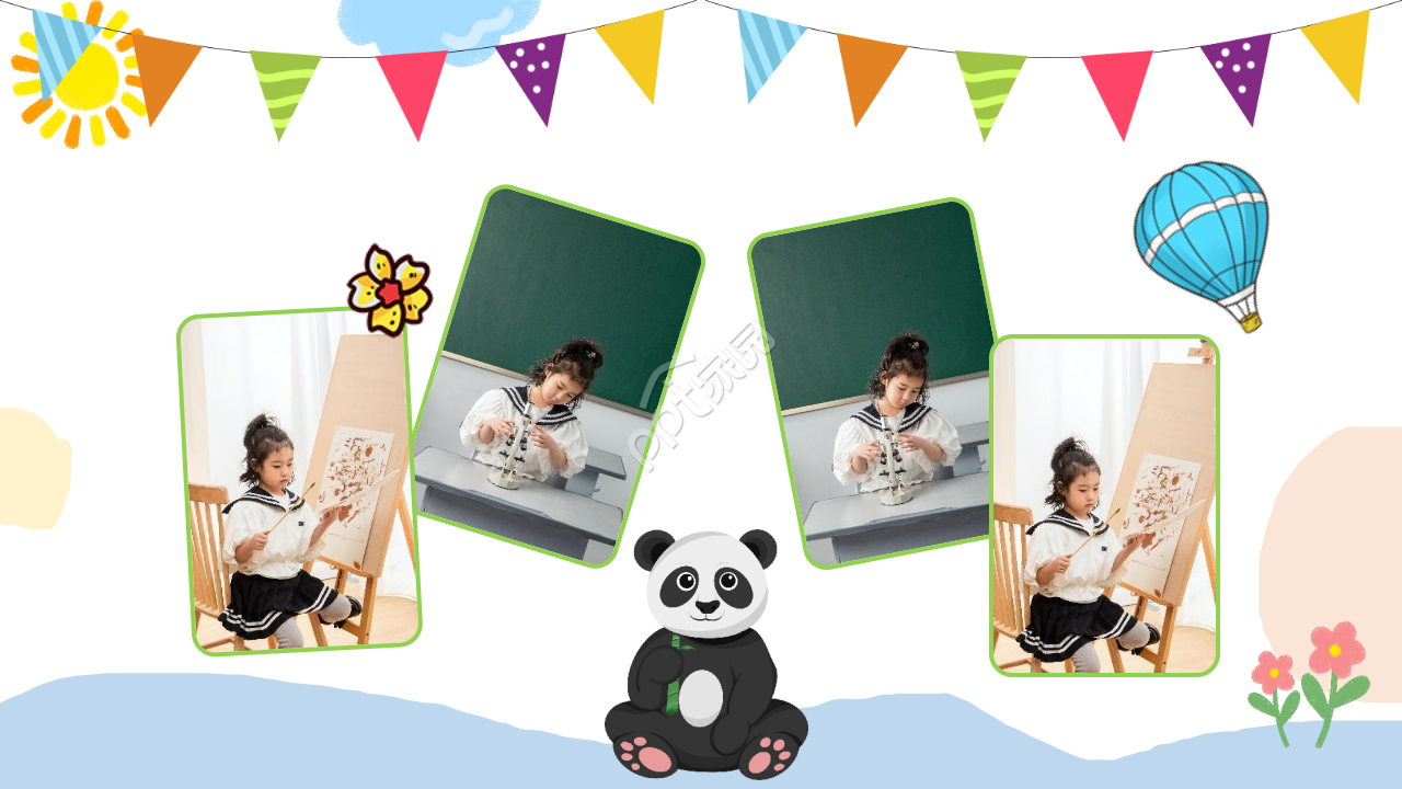 卡通手绘宝宝电子相册成长纪念ppt模板