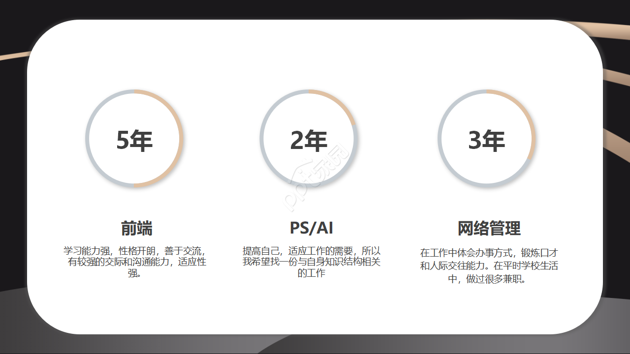 高端深色商务个人简历面试自我介绍ppt模板