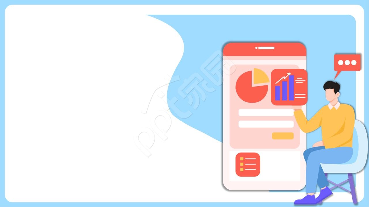 卡通手绘男生图表ppt背景图片