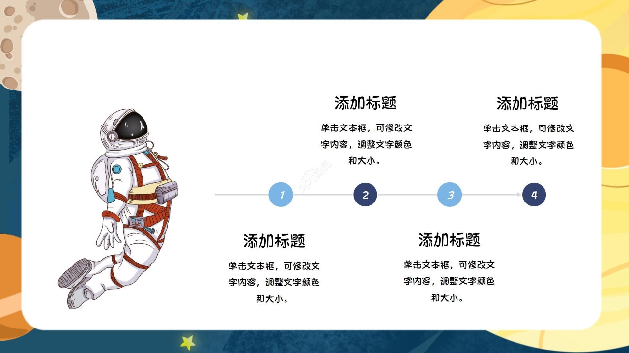 深蓝太空卡通创意精美幼儿园家长会教育教学通用ppt模板