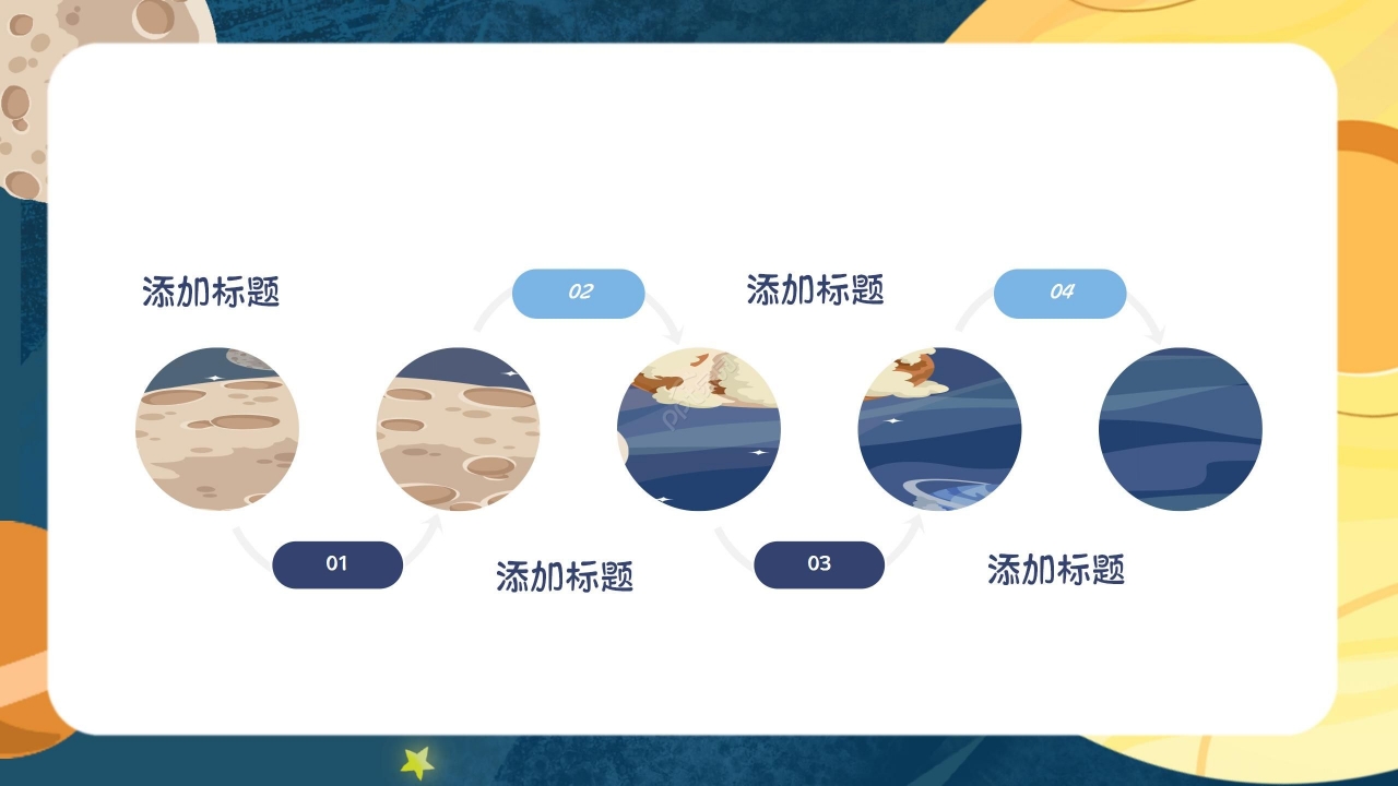 深蓝太空卡通创意精美幼儿园家长会教育教学通用ppt模板