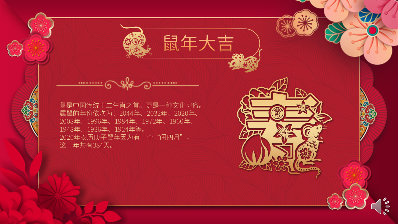 鼠年春节内容ppt模板