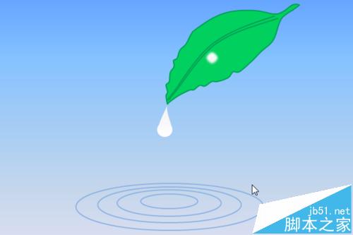 PPT中怎么制作叶子上露水滴落的动画效果?