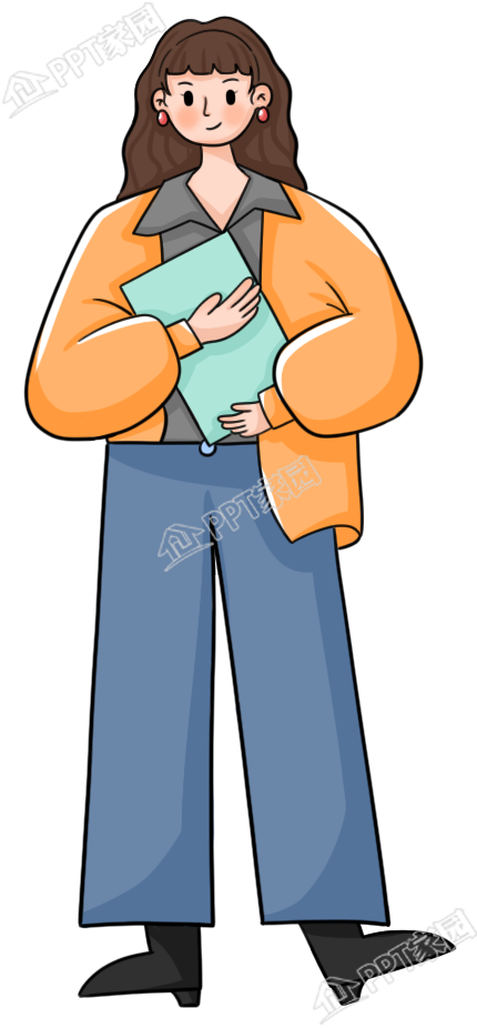 卡通手绘拿文件的职业女性人物