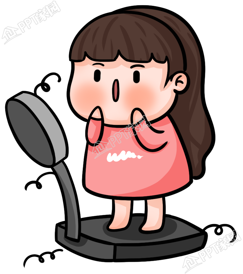 卡通手绘称体重的女孩人物素材