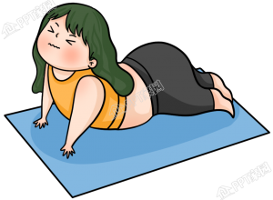 卡通手绘做俯卧撑的女孩人物素材下载推荐