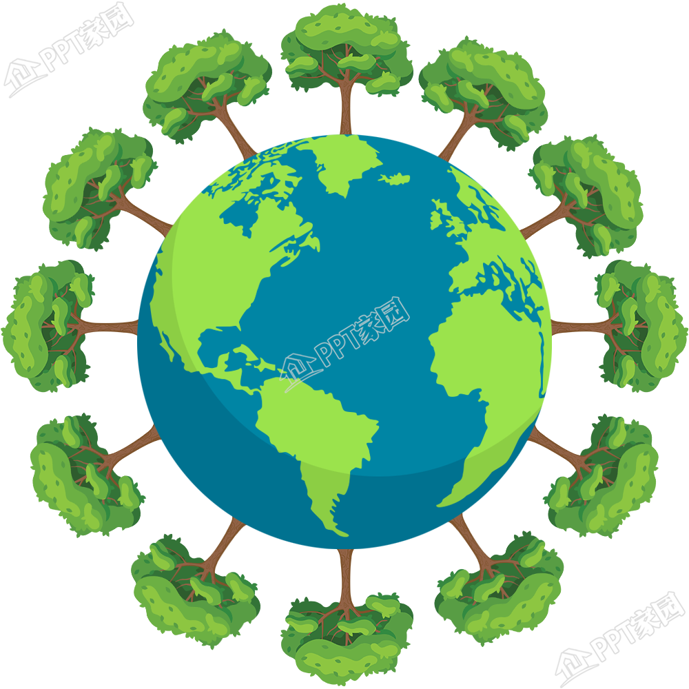 绿色地球春季树木ppt元素素材