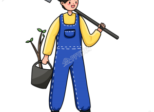 手绘卡通种树男孩下载推荐