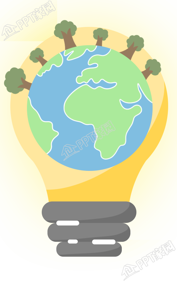 卡通手绘插画风格灯泡里的地球环保素材