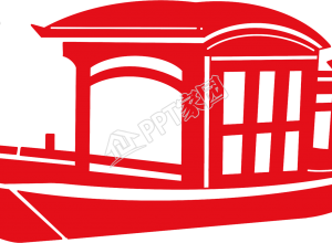 手绘红色剪纸古船素材下载推荐