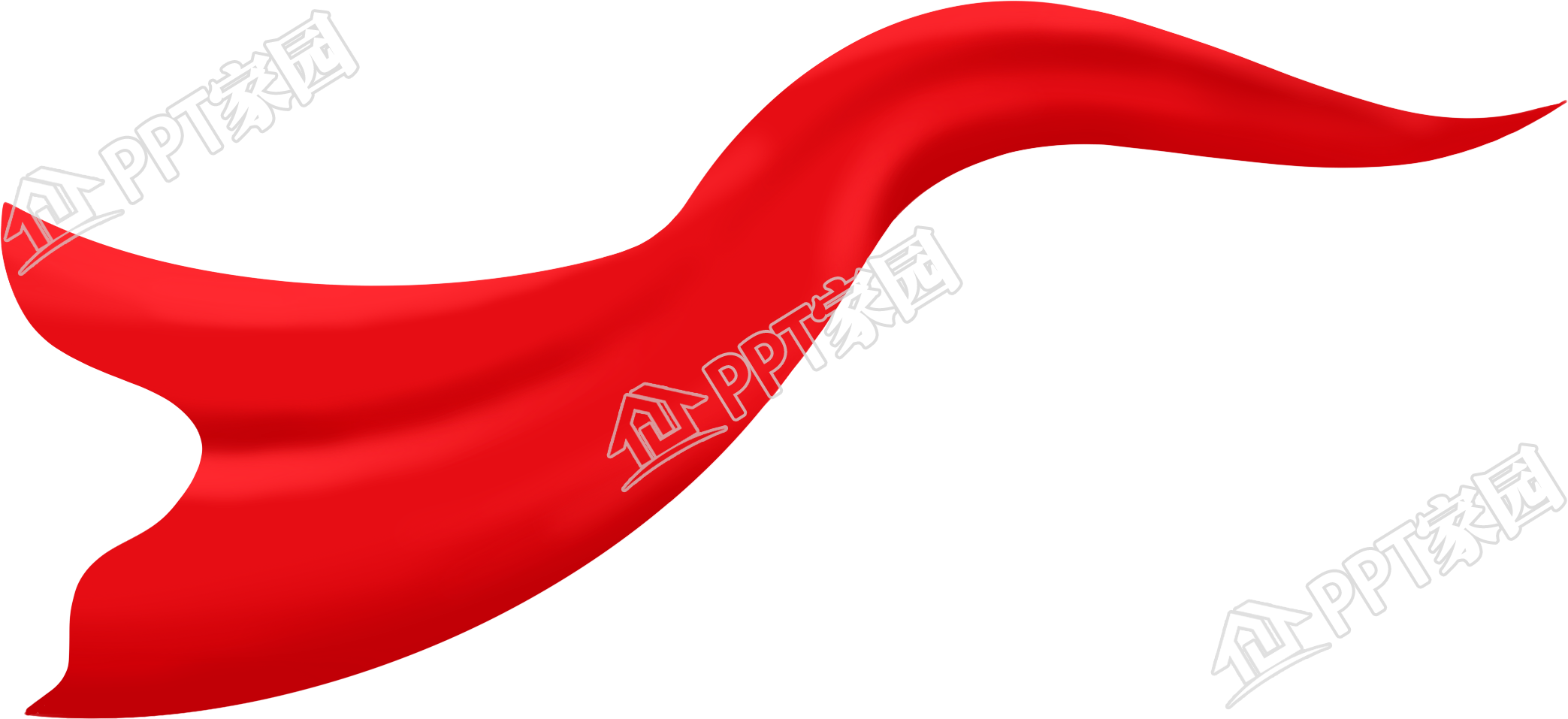 手绘红色飘扬绸带素材元素