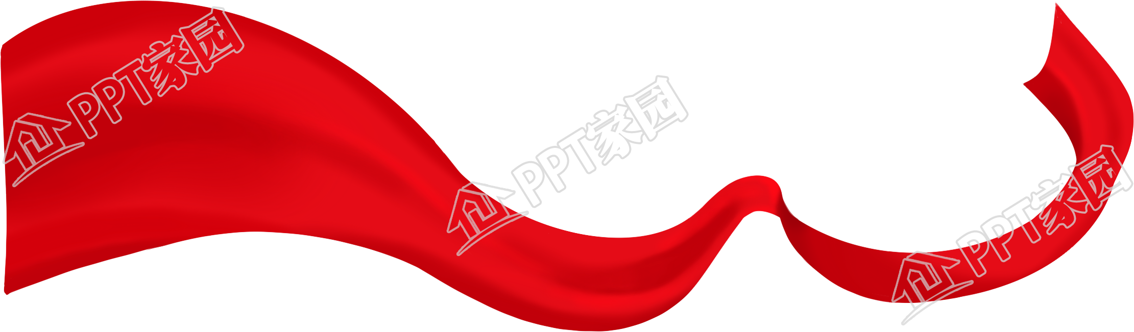 卡通手绘红色绸带ppt素材元素