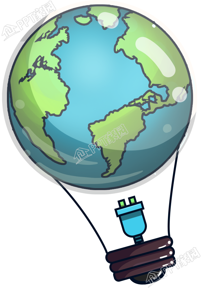 卡通手绘环保主题地球灯泡图片免抠素材
