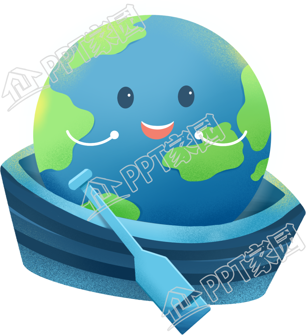 卡通手绘划船地球图片免扣素材