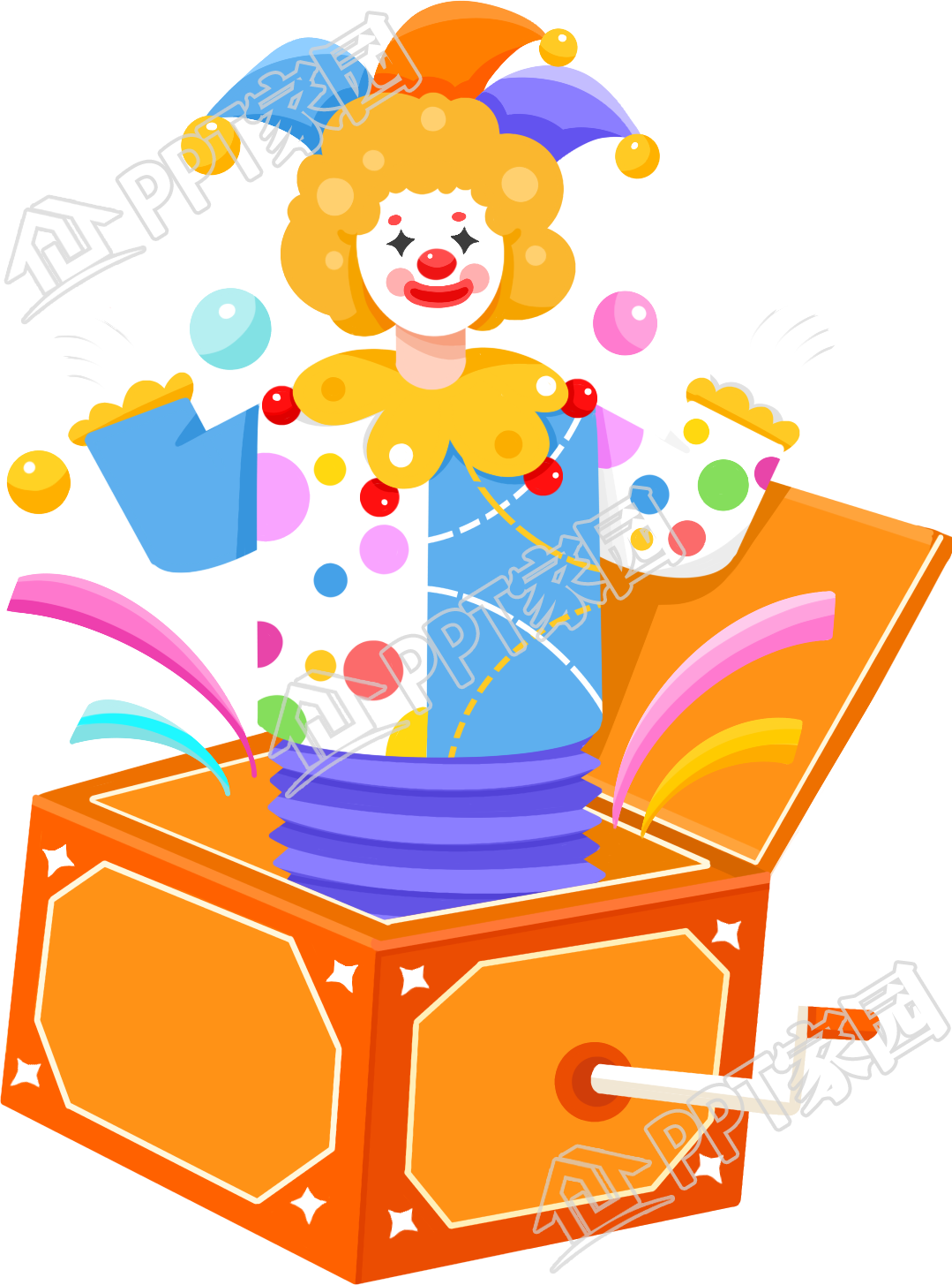手绘愚人节礼物盒小丑免抠人物图片素材
