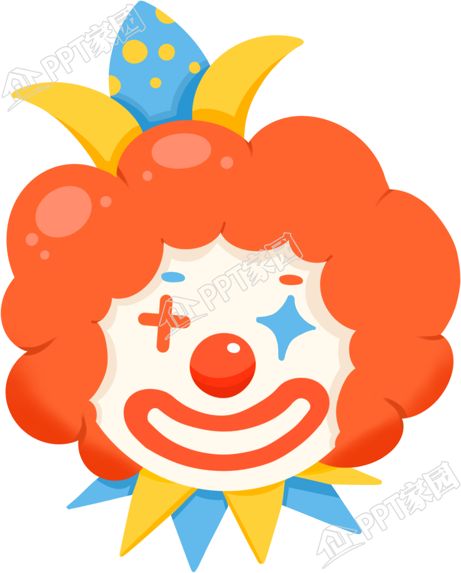手绘橘发小丑娱乐素材
