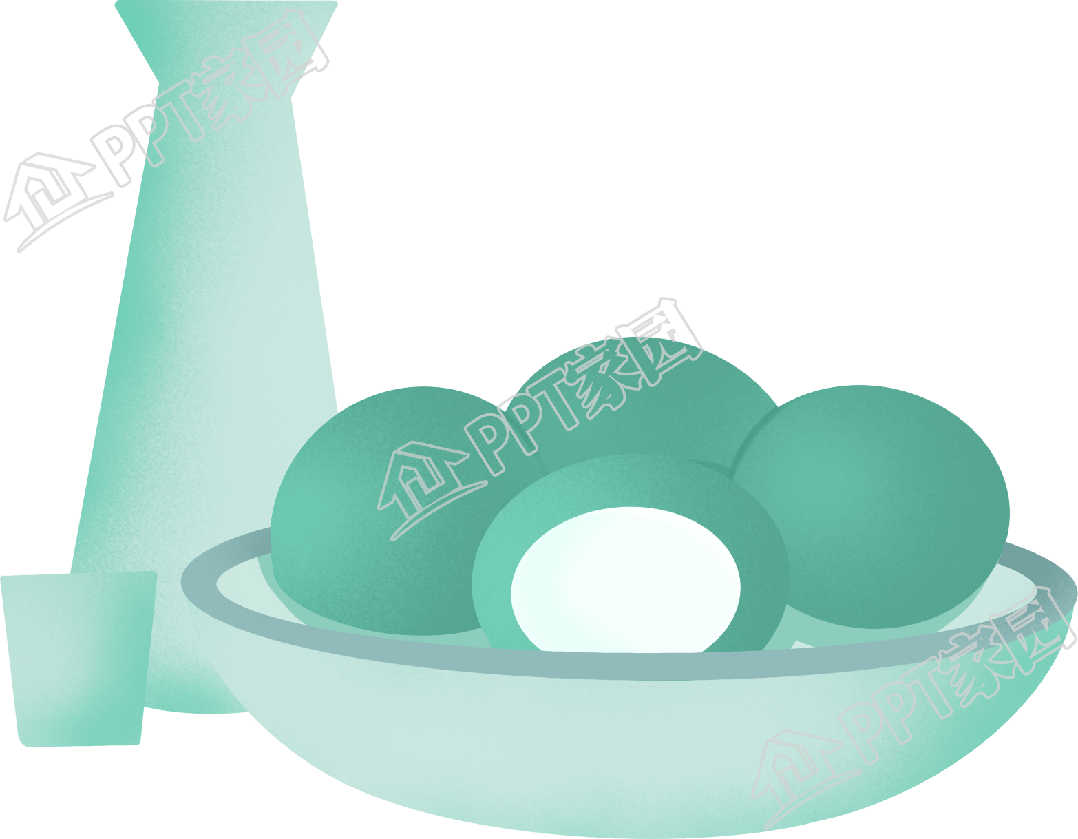 手绘清明节青团与酒壶图片免抠素材