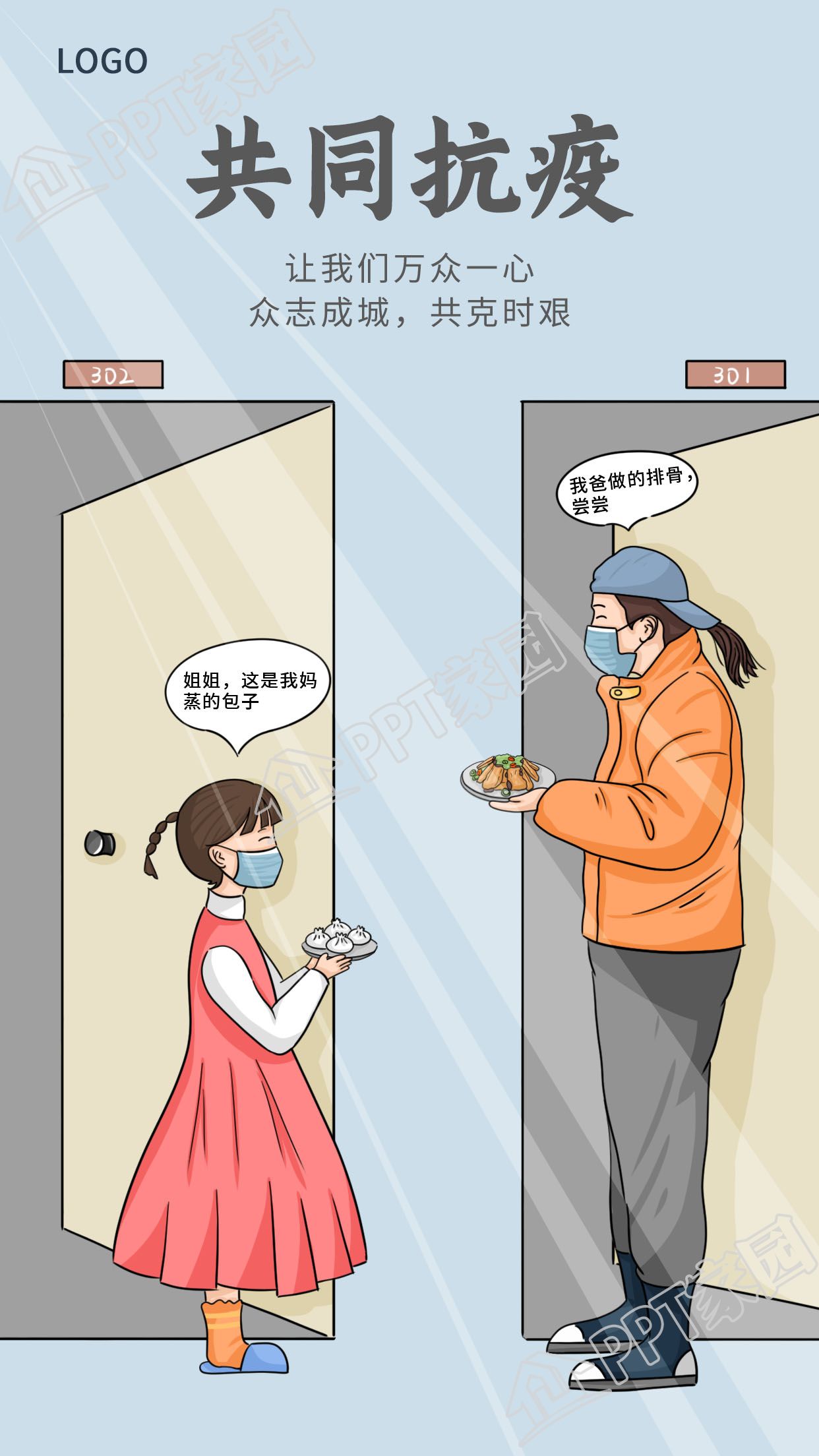 共同抗疫邻里互帮防控疫情图片手机海报