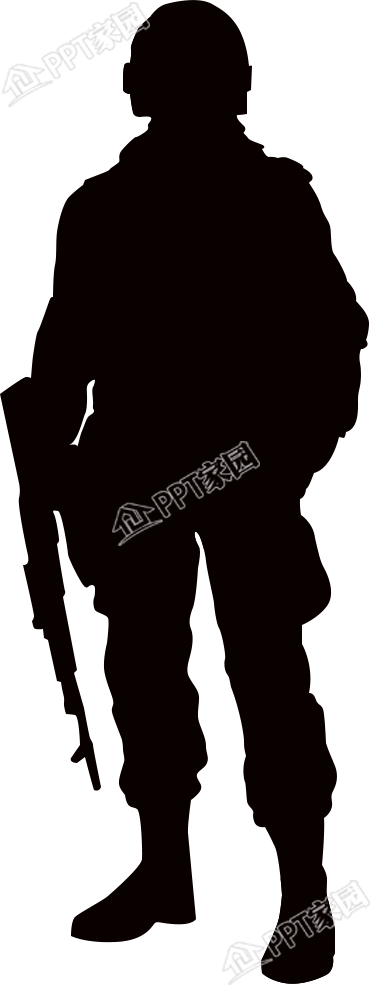 手绘拿枪站立军人剪影图片