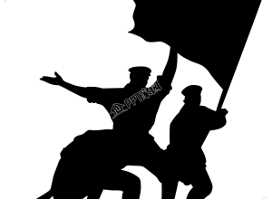 手绘军人扛旗剪影图片素材下载推荐