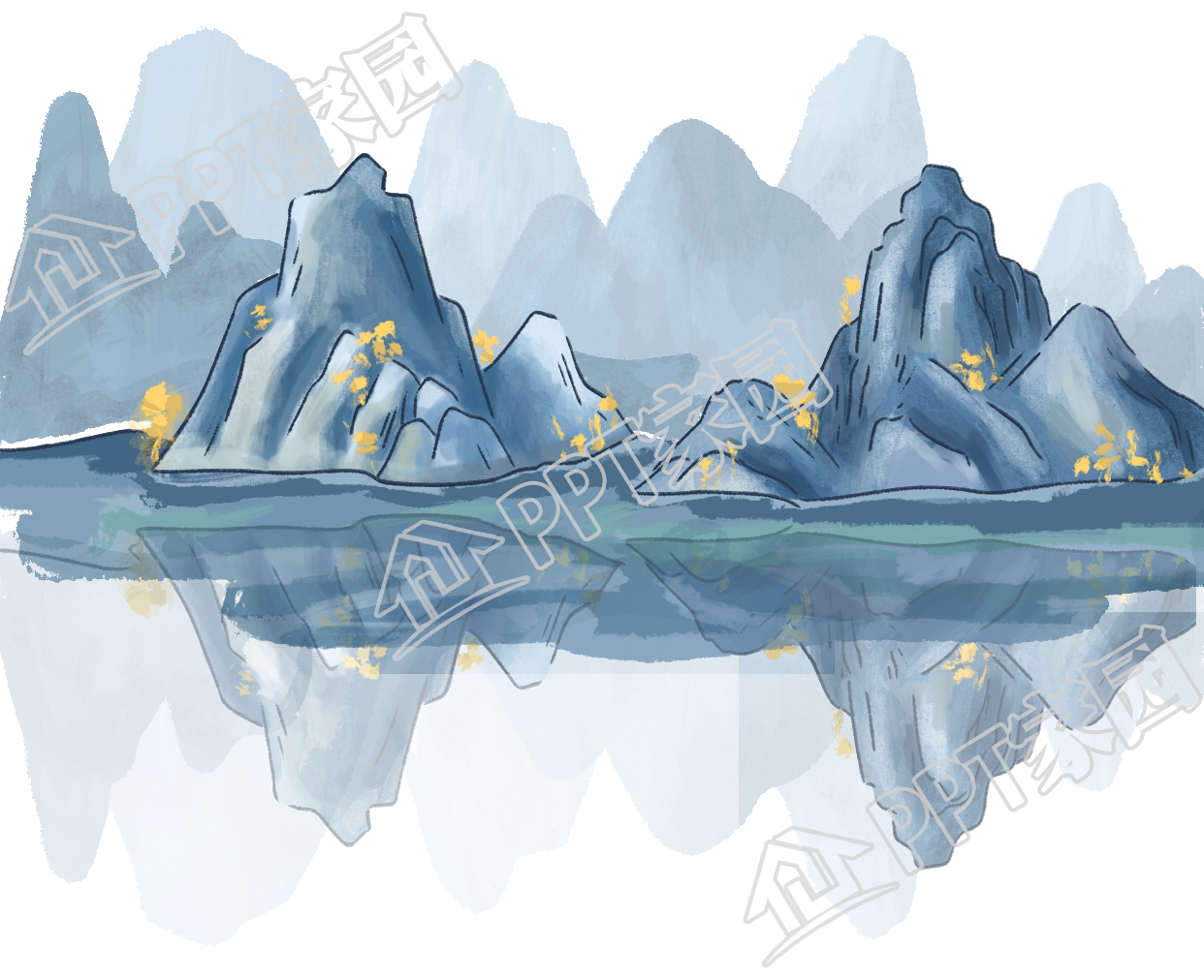 古风水墨画山水风景图片素材