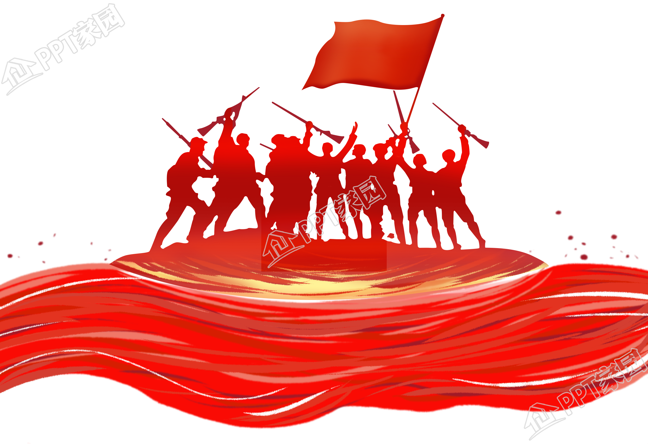 党政胜利红色剪影图片素材