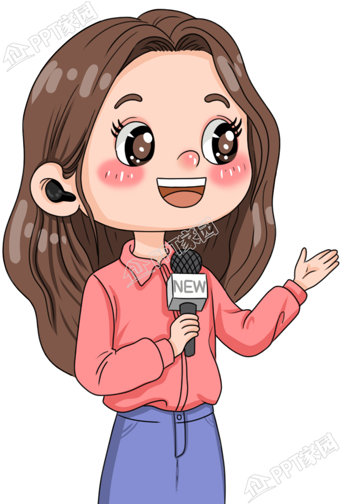 卡通手绘女记者人物素材图片