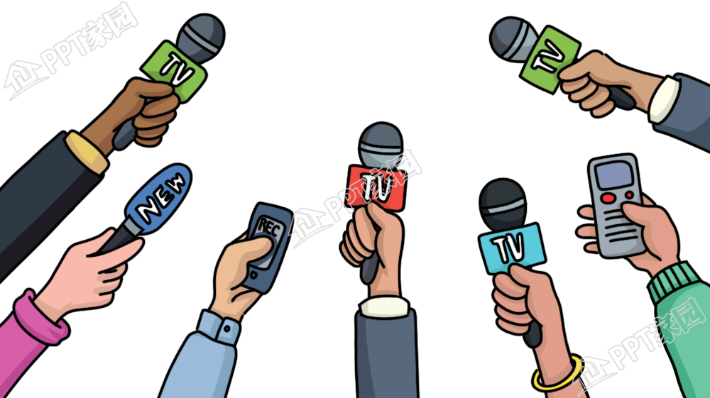 彩色记者采访图片素材