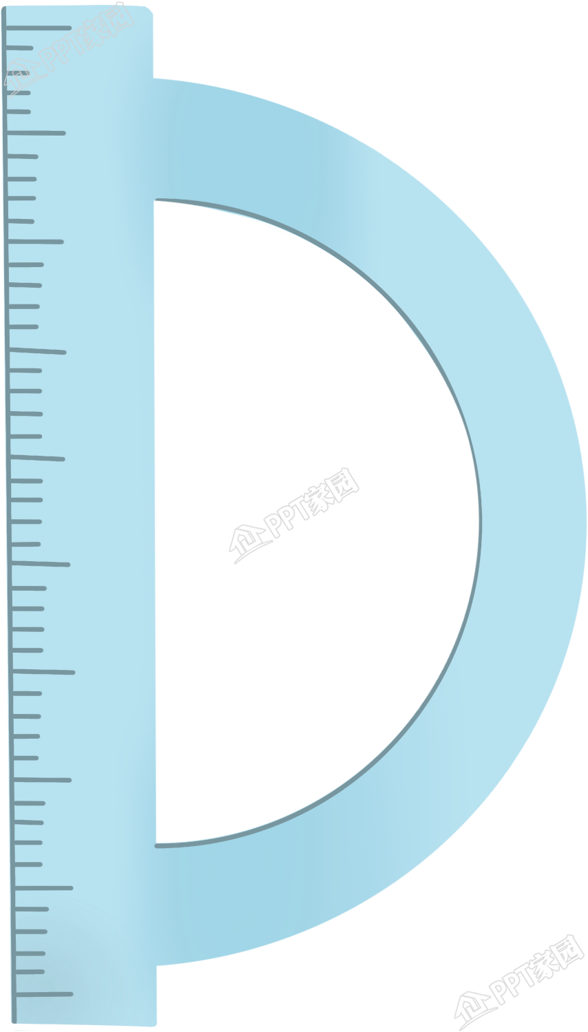 手绘文具半圆尺子图片素材