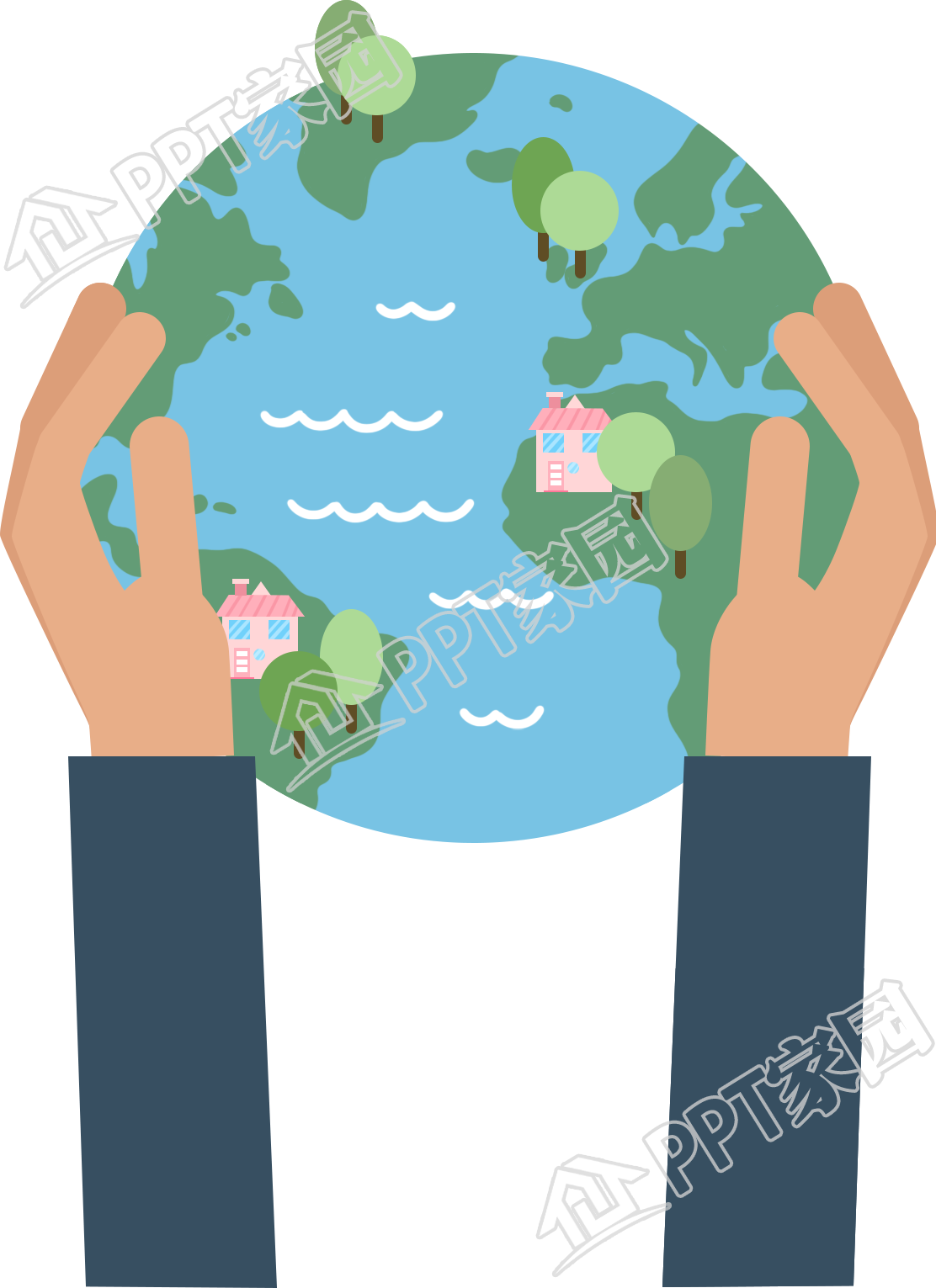 手绘手捧地球环境保护图片素材