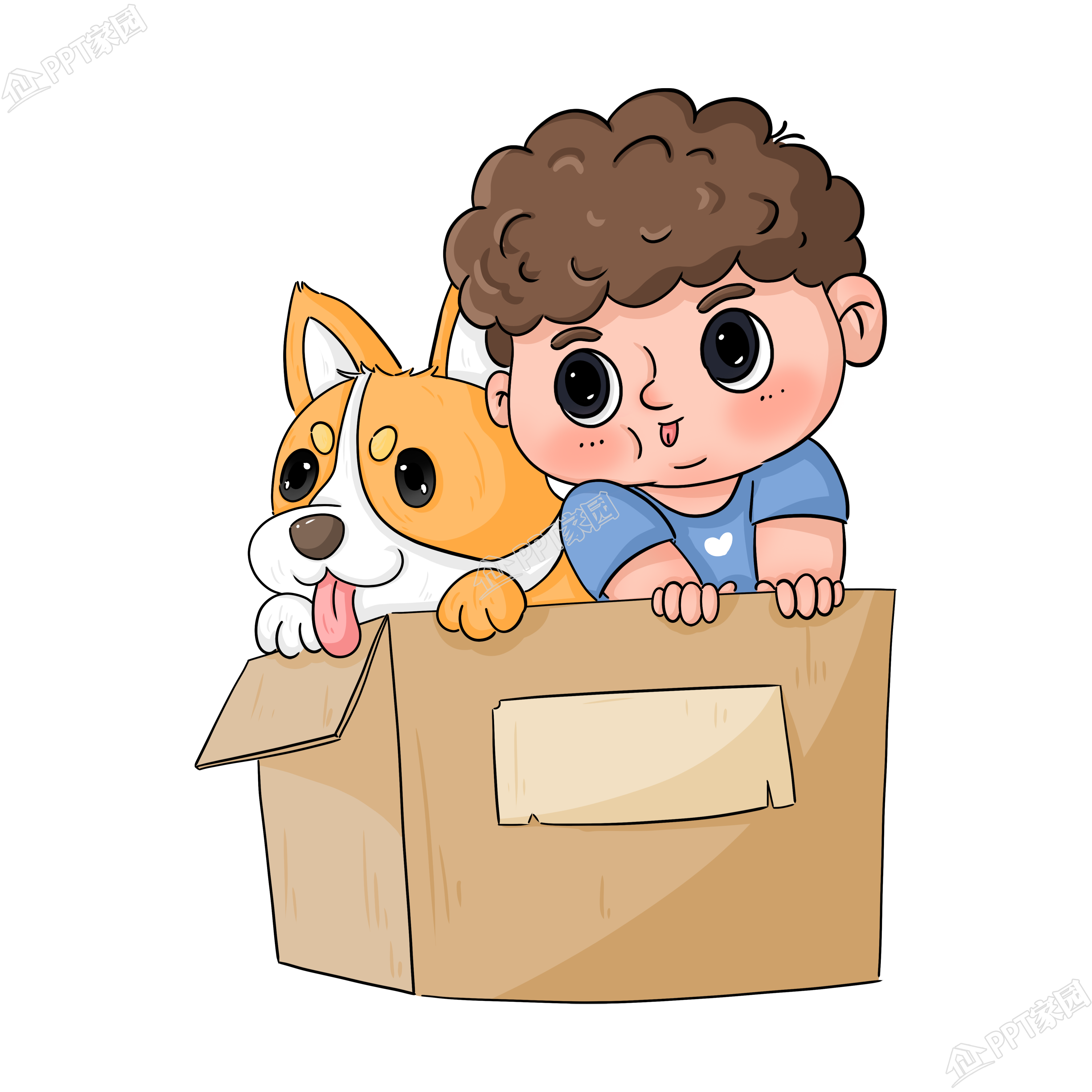 可爱的男孩和宠物头像图片素材